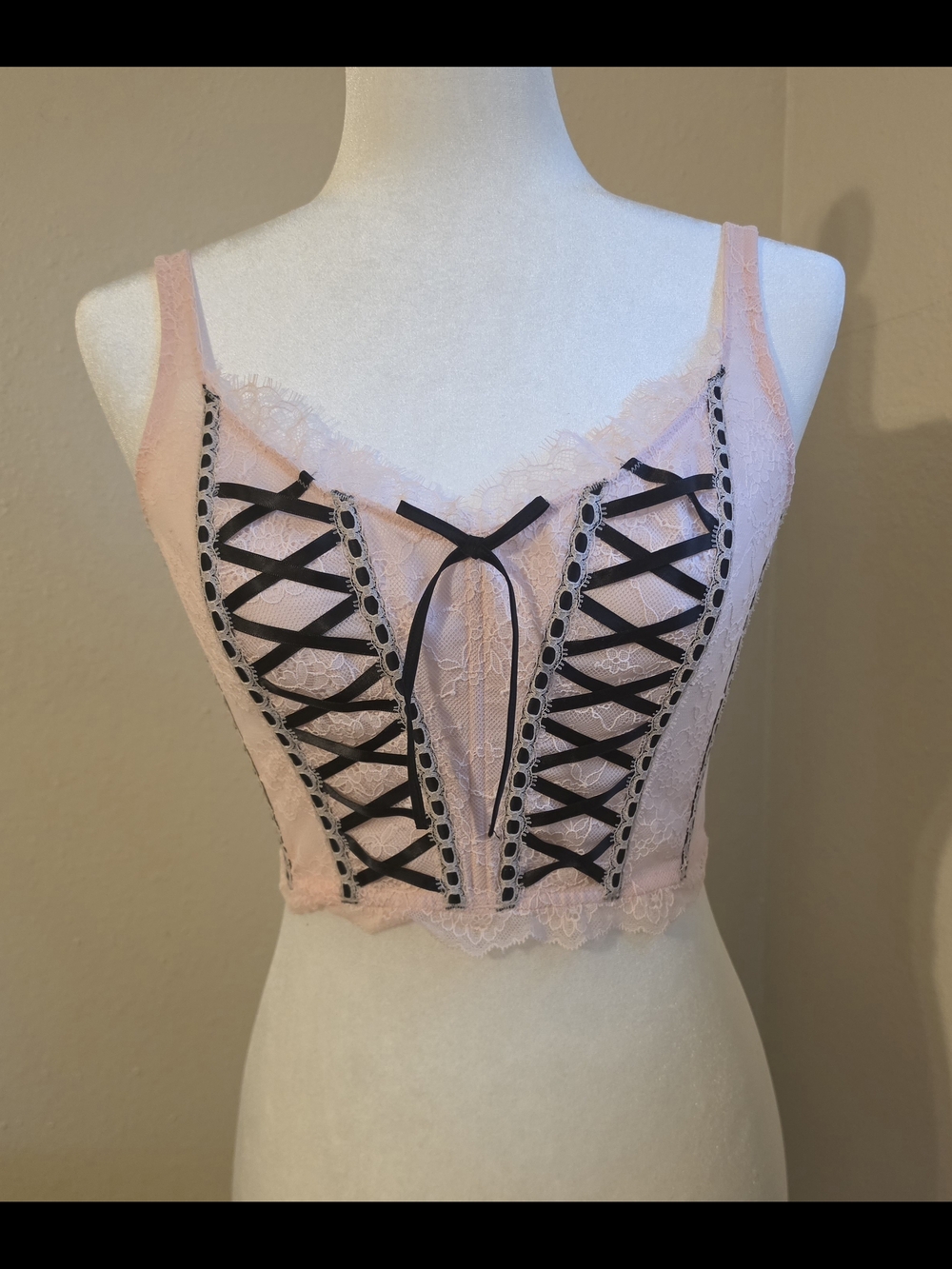 VICTORIA'S SECRET DREAM ANGELS LACE UP CORSET BRA TOP SIZE S NEW